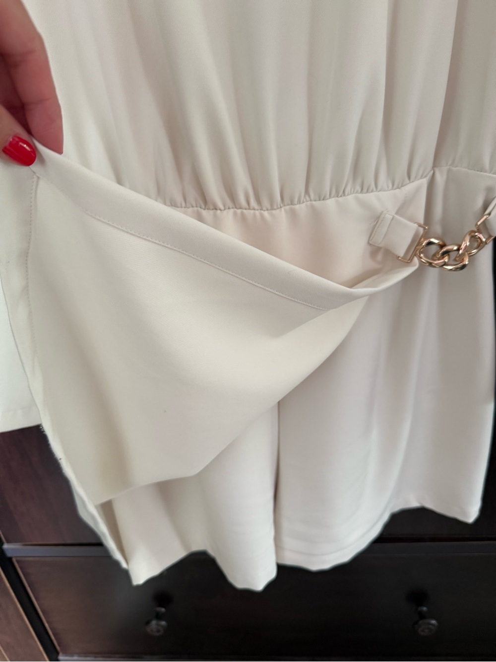 Zara Cream Long Sleeve Jumpsuit Short with Side Chain Detail - size M - Picture 4 of 4